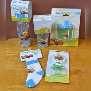 New Disney Pixar cars mater baby shower gift set bottle sippy cup pacifie T6MIS